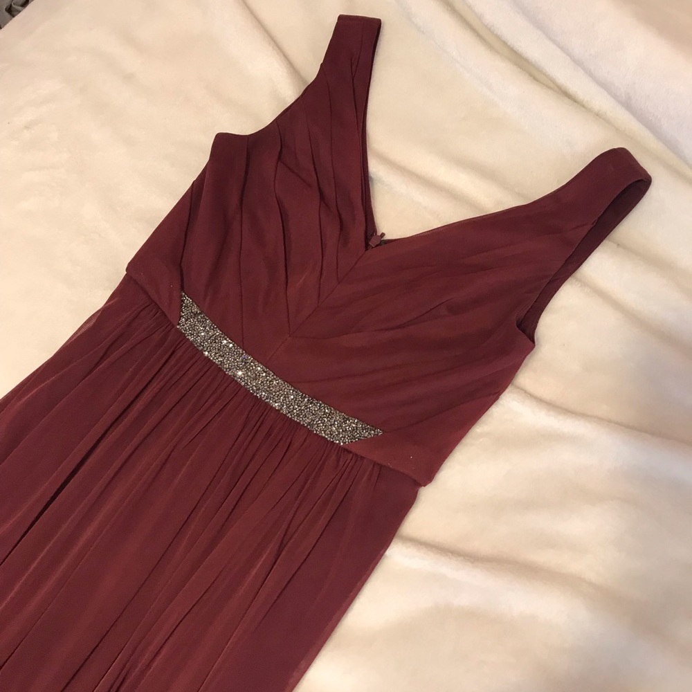 Long Merlot Bridesmaid Dress